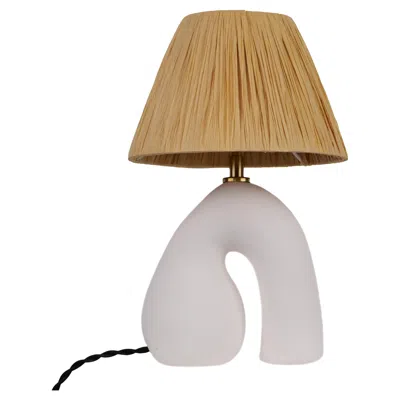 Pre-owned Hannah Simpson Studio 'opposée' Table Lamp, White 'matte', Sand Raffia Shade