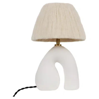 Pre-owned Hannah Simpson Studio 'opposée' Table Lamp - White 'matte' With Cream Wool Shade
