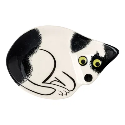 Hannah Turner Black & White Dog Trinket Dish In Multi