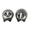 Hannah Turner Black / Grey / White Badger Salt And Pepper Shakers