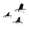 Hannah Turner Black Wall Mounted Puffin Flying Trio In Black