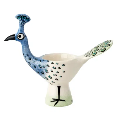 Hannah Turner Blue Peacock Egg Cup In Multi