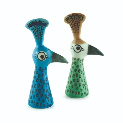 Hannah Turner Blue Peacock Salt & Pepper Shakers
