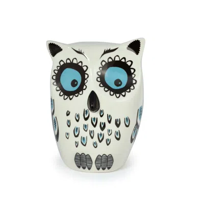 Hannah Turner Blue / White Owl Money Box In Multi