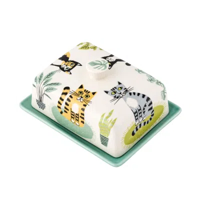 Hannah Turner Cat Butter Dish In Multi