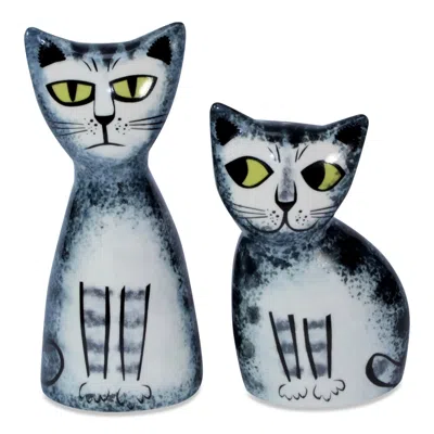 Hannah Turner Cat Salt & Pepper Shakers - Grey In Multi