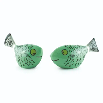 Hannah Turner Green Fish Salt & Pepper Shakers