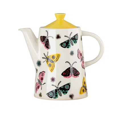 Hannah Turner Green / White Moth Teapot In Multi