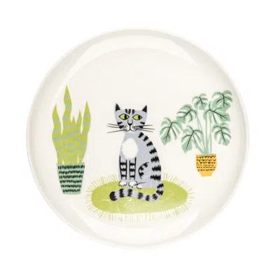 Hannah Turner Grey Cat Dinner Plate In Gray