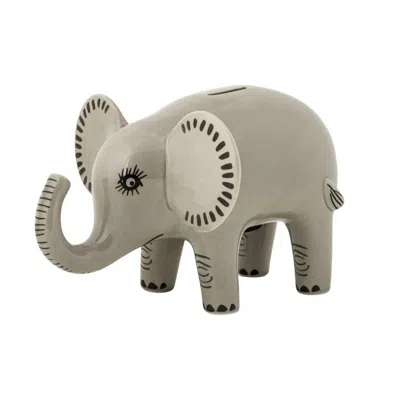 Hannah Turner Grey Handmade Ceramic Elephant Money Box In Gray
