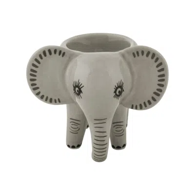 Hannah Turner Grey Handmade Ceramic Elephant Planter In Gray