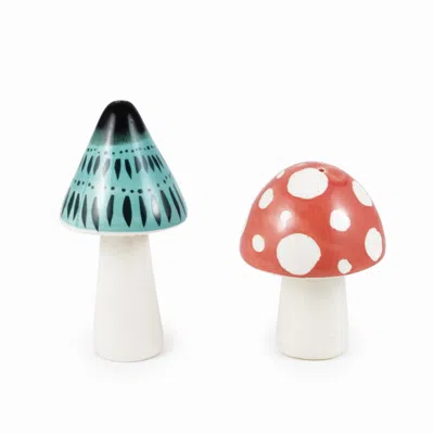Hannah Turner Red / Blue Toadstool Salt & Pepper Shakers In Multi