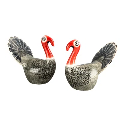 Hannah Turner Red / Grey Turkey Salt & Pepper Shakers In Gray