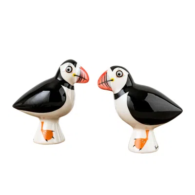 Hannah Turner White / Black Puffin Salt & Pepper Shakers