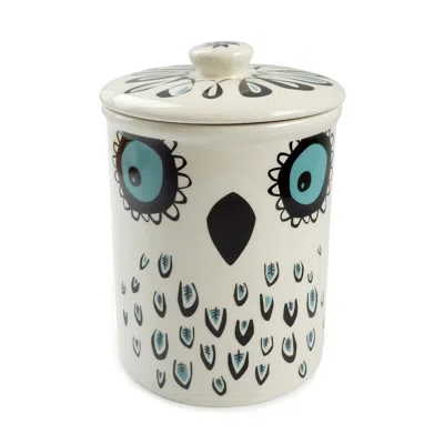 Hannah Turner White / Blue Owl Storage Jar In Multi