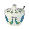 Hannah Turner White / Blue Peacock Sugar Bowl With Lid In Multi