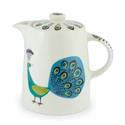 Hannah Turner White / Blue Peacock Teapot In Multi