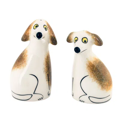 Hannah Turner White / Brown Dog Salt & Pepper Shakers In Multi