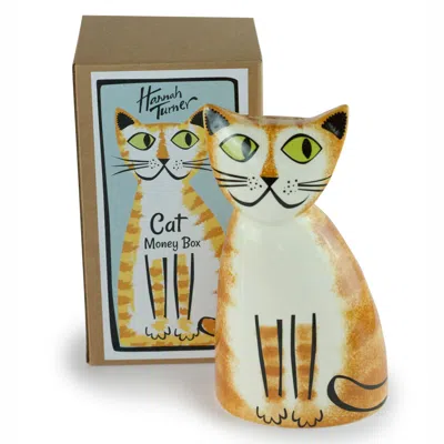 Hannah Turner Yellow / Orange Ginger Cat Money Box In Animal Print