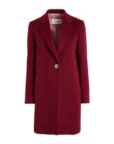 Hannaj Coat Woman Coat Burgundy Size 2 Virgin Wool, Polyamide In Red