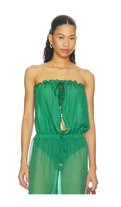 Hanne Bloch Bandeau Silk Top In Green