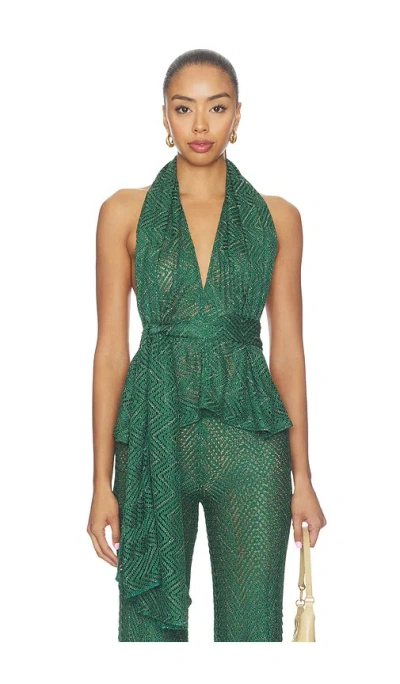 Hanne Bloch Knit Scarf Top In Green