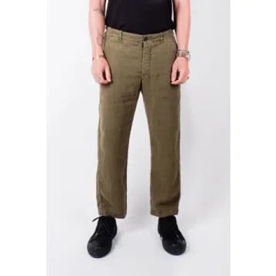 Hannes Roether Army Green Relaxed Fit Linen Trouser