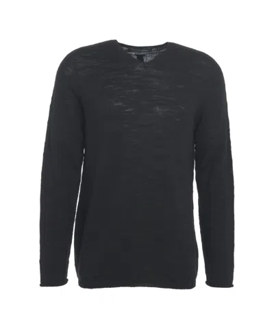 Hannes Roether Black V-neck Sweater With Lightweight Knit