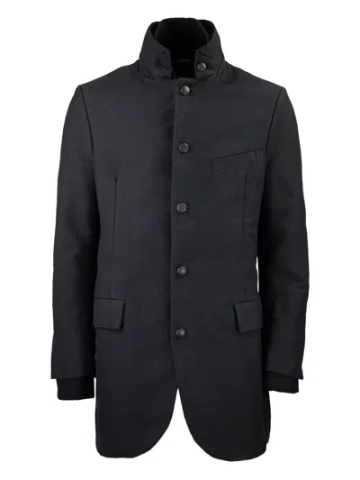 Hannes Roether Button Pocket Coat In Black