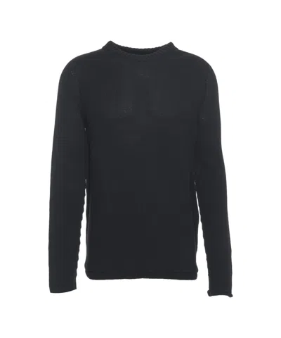 Hannes Roether Classic Wool Sweater With Ribbed Detailing In Black