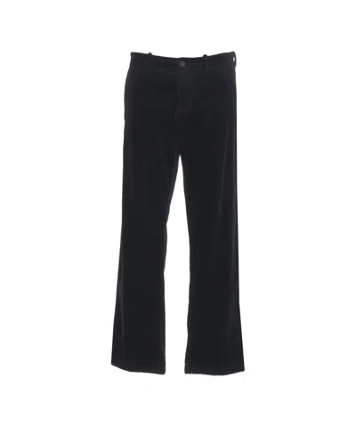 Hannes Roether Corduroy Trousers With Mid-rise Waist And Fine Ribbed Texture In Black