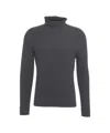 Hannes Roether High-neck Virgin Wool Knit Sweater With Ribbed Texture In Gray