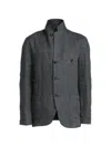 Hannes Roether High-neck Button-up Blazer In Gray