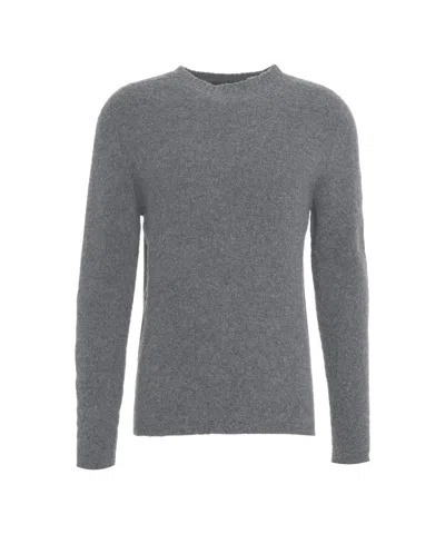 Hannes Roether Minimalist Grey Pullover With Round Neck In Gray