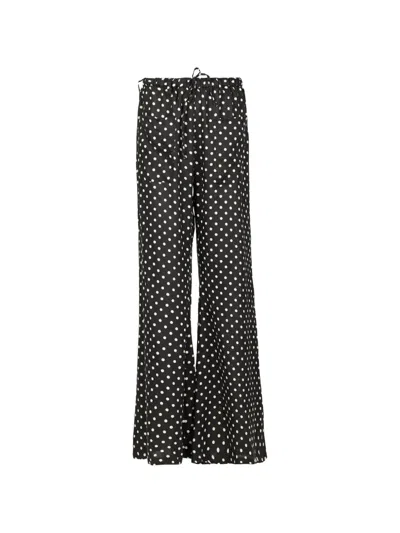 Hannes Roether Polka Dot-print Drawstring Trousers In Black