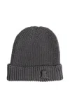 Hannes Roether Ribbed Turn-up Beanie Hat In Gray