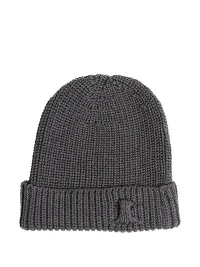 Hannes Roether Ribbed Turn-up Beanie Hat In Gray