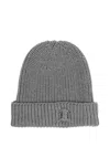 Hannes Roether Ribbed Virgin Wool Beanie Hat In Gray