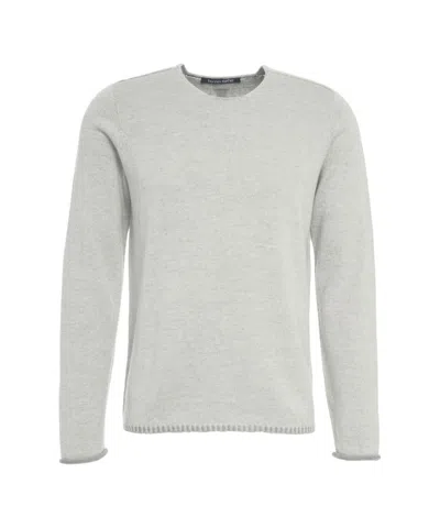 Hannes Roether Round Neck Knit Sweater With Fine Ribbed Hems In Gray