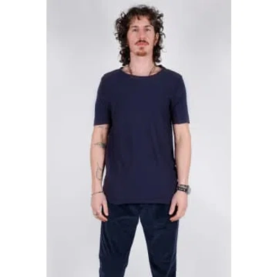 Hannes Roether Roundneck Cotton T-shirt Livid In Blue