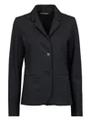 Hannes Roether Stand-up Collared Pinstripe Jacket In Black