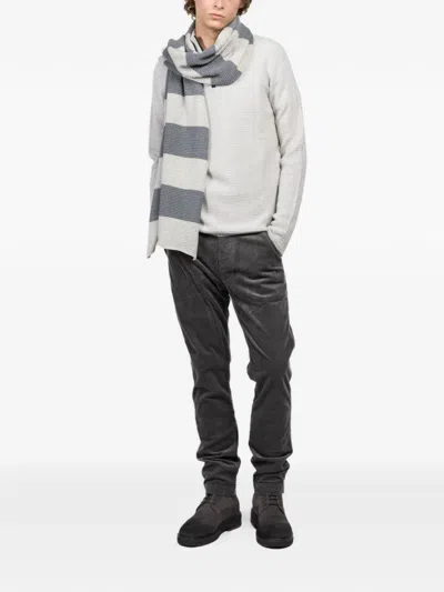 Hannes Roether Striped Scarf In Gray