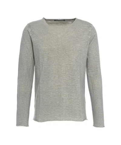 Hannes Roether Textured Grey Knit Sweater With Crew Neck