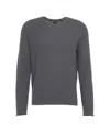 Hannes Roether Textured Knit Sweater With Classic Round Neckline In Gray