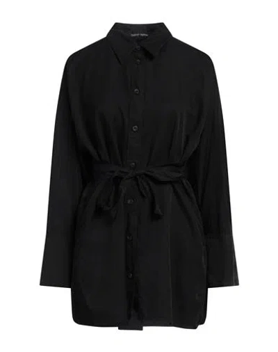 Hannes Roether Woman Shirt Black Size M Cupro, Cotton, Linen