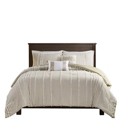 Hanni 100% Cotton Dyed Bedding - Taupe Stripes, , Machine Washable, Cozy And White, Chenille, Washable