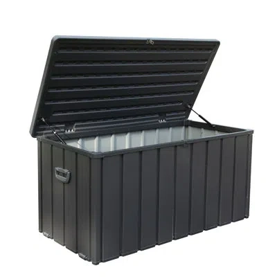 Hanni 100 Gallon Patio Storage Bin - Waterproof, Lockable For Garden Tools & Beach Gear Dark Gray Box Hold In 49.02