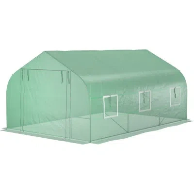 Hanni 11.5'x10'x7' Greenhouse With Galvanized Steel, Plants From Wind And Cold Mesh Door Windows Greenhous