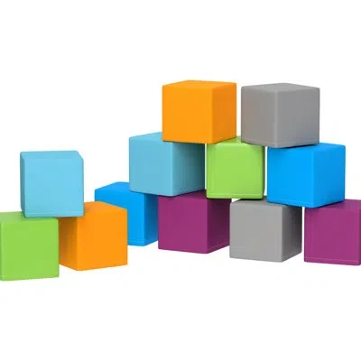 Hanni 12 Piece Educational Foam Building Blocks For Preschoolers, Multicolor, 7.75"x7.75"x7.75", 12-36 Mon In Clear