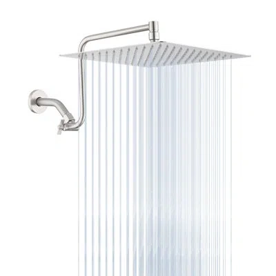 Hanni 12" Square Shower Head With Adjustable Arm, Easy Installation Rain Strong And Construction, Reliable In White